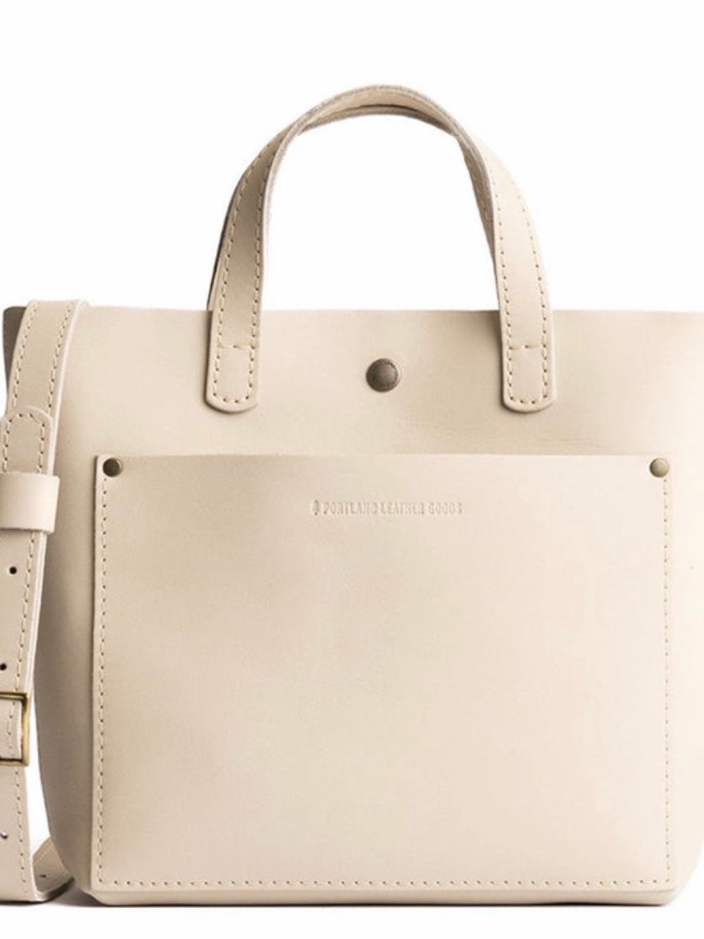 Portland Leather crossbody tote bone smooth